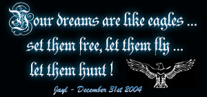 Your dreams are like eagles ... Set them free, let them fly ... Let them hunt!